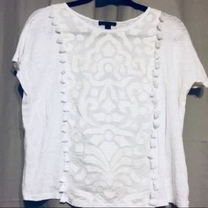 J.Crew White Tassel shirt